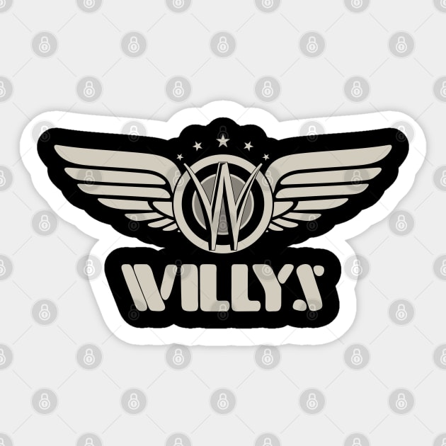 Willys Eagle Wings - White Sticker by SunGraphicsLab